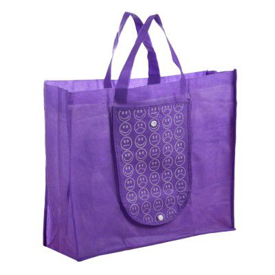 Kuber Industries Grocery Hand Bag | Shopping Bag for Vegetables | Foldable Hand Bag with Front Pocket & Handle | Pack of 1 | Purple