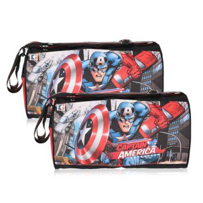 Kuber Industries Gym Bag | Captain America | Nylon Unisex Duffle Bag | Sports Gym Fitness Bag | Yoga Sports Bag | 2 Compartment Bag for Men & Women | Travel Handbag for Men | Red & Black