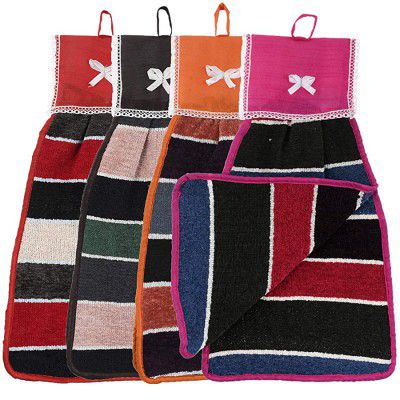 Kuber Industries Hanging Cotton 4 Pieces Cotton Washbasin Napkin/Hand Towel for Kitchen and Bathroom - CTKTC45591