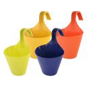 Kuber Industries Hanging Flower Pot|Single Hook Plant Container|Durable Plastic Glossy Finish Pots for Home|Balcony|Garden|9 Inch|Pack of 4 (Multicolor)...