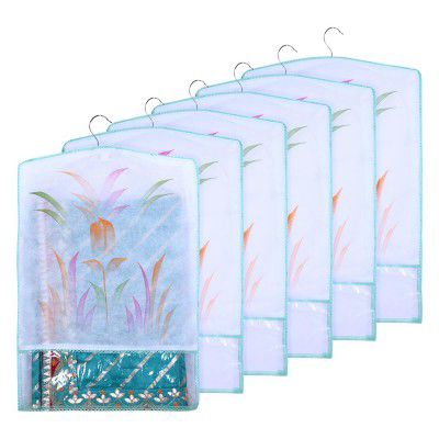 Kuber Industries Hanging Saree Cover | Non-Woven Brush Painting Pattern Saree Cover