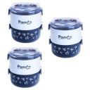 Kuber Industries Insulated Lunch Box with 2 Compartments|100% BPA Free, Food Grade ABS Plastic|Leakproof & Spill Proof|Dishwasher & Microwave Safe Lunch Box|2000 ML|HX0043347|Pack Of 3|Black & White...