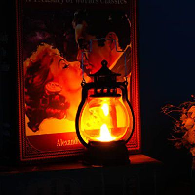 Kuber Industries Kuber Led Lantern Lamp | Battey Operated | Flameless Yellow Light | Black
