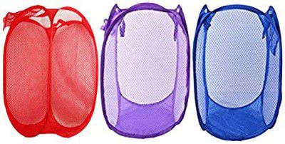 Kuber Industries Large Mesh Laundry Basket Set of 3 Pcs