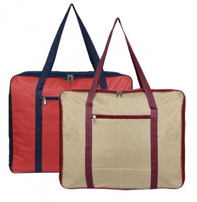 Kuber Industries Large Size Lightweight Foldable Rexine Jumbo Underbed Storage Bag with Zipper and Handle -Pack of 2