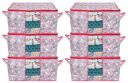 Kuber Industries Leaf Design Non-woven Underbed, Strorage Organizer With Transparent Window- Pack of 6 (Pink)-44KM0488...