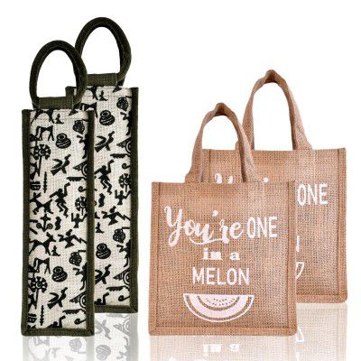 Kuber Industries Lunch Bag & Bottle Bag Combo Set | Set of 4