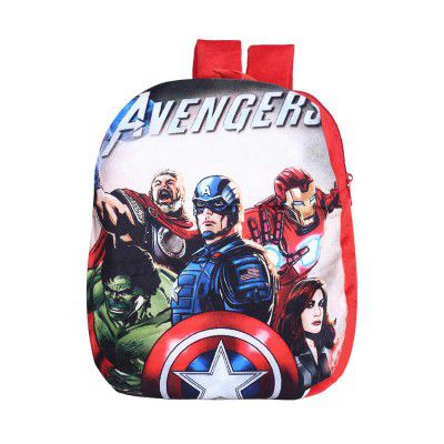 Kuber Industries Marvel Avengers Backpack | 2 Compartment Velvet School Bag