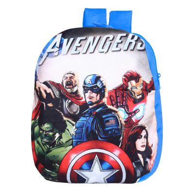 Kuber Industries Marvel Avengers Backpack | 2 Compartment Velvet School Bag