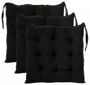 Kuber Industries Microfiber Square Chair Pad Seat Cushion for Car Pad, Office Chair, Indoor/Outdoor, Dining Living Room, Kitchen with Ties-Pack of 3, 18 * 18 Inch (Black)...