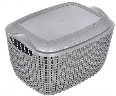 Kuber Industries Multiuses Large M 30 Plastic Basket/ Organizer With Lid (Grey) -46KM013