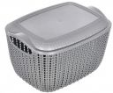 Kuber Industries Multiuses Large M 30 Plastic Basket/ Organizer With Lid (Grey) -46KM013...
