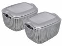 Kuber Industries Multiuses Small M 25 Plastic Basket/Organizer With Lid- Pack of 2 (Grey) -46KM029...