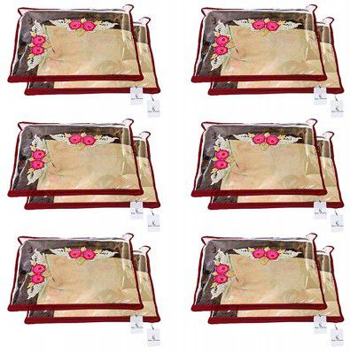 Kuber Industries Non Woven 12 Pieces Single Packing Saree Cover Set (Maroon)-KUBMART2822, standard