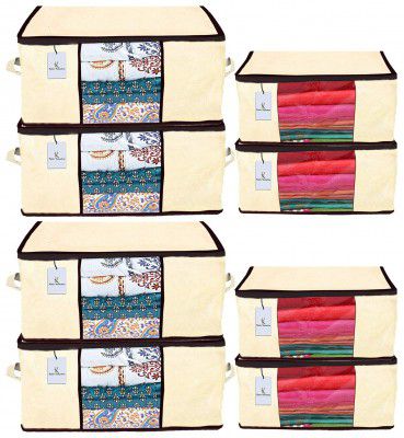 Kuber Industries Non Woven 4 Pieces Saree Cover and 4 Pieces Underbed Storage Bag