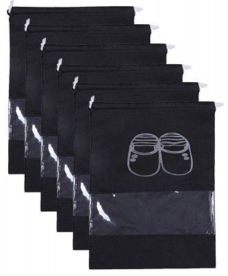 Kuber Industries Non Woven 6 Pieces Shoe Cover/Shoe Beg (Black)-CTKTC13385