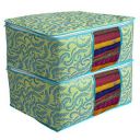 Kuber Industries Non-Woven Metalic Print 2 Piece Non Woven Saree Cover Set (Green)...