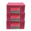 Kuber Industries Non Woven Saree Cover|Zipper Closer with Transparent Window|Size 43 x 35 x 22 cm|Pack of 3 (Pink)-CTKTC6416...