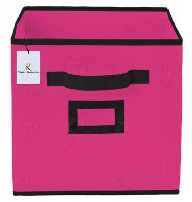 Kuber Industries Non Woven Small Foldable Storage Organiser Cubes/Boxes (Pink)