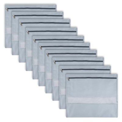 Kuber Industries Pack of 10 Single Saree Bags | Clothes Bags for Storage | Non-Woven Wardrobe Organizer | Mesh Window Cloth Storage Bags Set | Single Packing Saree Bags | Plain | Gray