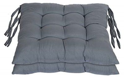 Kuber Industries Pack of 2 Chair Pad | Chair Cushion Pad | Chair Cushion | Soft & Comfortable Sitting | Microfiber Square Chair Pad with Ties | Chair Seat Cushion for Office- Home | (Grey)