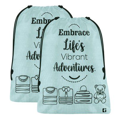 Kuber Industries Pack of 2 Cloth Storage Bag | Non-Woven Storage Organizer | Travel Pouches | Cloth Storage Bag | Garments Cover for Laundry | Storage Organizer Bag for Clothing | Large | Grey