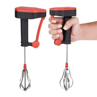 Kuber Industries Pack of 2 Hand Blender|Milk Lassi Maker|Hand Press Mixer with Steel Blades|Egg Beater|Hand Mixer for Coffee-Lassi-Cream-Soup-Butter Milk|Hand Blender for Kitchen|Multicolor