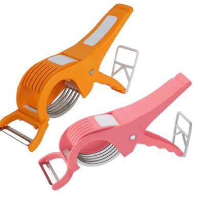 Kuber Industries Pack of 2 Vegetable Cutter | Sharp Stainless Steel 5 Blade | Multicolor