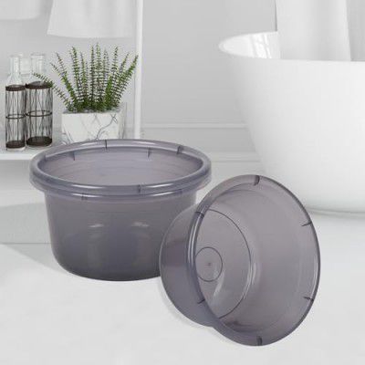 Kuber Industries Pack of 3 Bath Tub | Multipurpose Bath Tub | 25 LTR | Transparent Gray