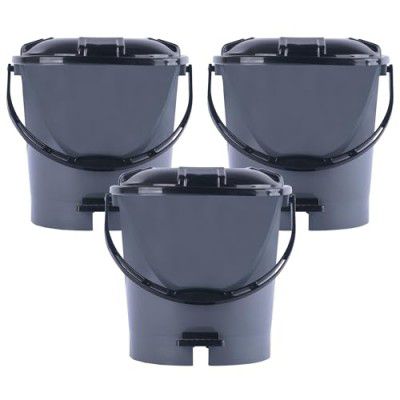 Kuber Industries Pack of 3 Plastic Dustbin for Home with Pedal, Lid & Handle | 7 Ltr Dustbin for Kitchen, Bathroom & Office | Garbage Bin for Wet or Dry Waste | Check Dhakkan- Grey & Black