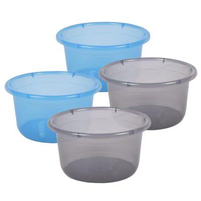 Kuber Industries Pack of 4 Bath Tub | Multipurpose Bath Tub Blue& Gray