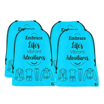 Kuber Industries Pack of 4 Cloth Storage Bag | Non-Woven Storage Organizer Sky Blue