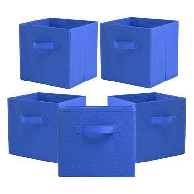Kuber Industries (Pack of 5) Foldable Storage Box | Multipurpose Storage Organizer For Clothes | 11 Inch | Royal Blue