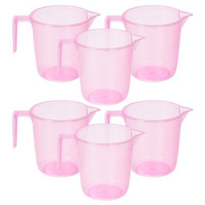 Kuber Industries Pack of 6 Bathroom Mug | Multipurpose Bath Rinse Mug for Bathroom | Reusable Bath Mug | Wash Mug for Toilet | Mug for Washroom | 1100 ML | Transparent Pink