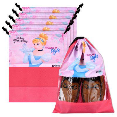 Kuber Industries Pack of 6 Disney Princess Shoe Bags | Shoe Bags for Travel