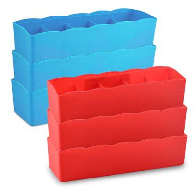 Kuber Industries (Pack of 6) Drawer Organizer | 5-Grid Plastic Storage Box