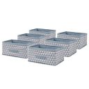 Kuber Industries Pack of 6 Foldable Multi-Purpose Cloth Organizer for Storage with Drawing Handle | Durable Organisers Storage Box for Clothes/Toys | Triangle Print - Sky Blue...