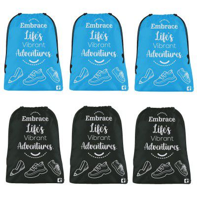 Kuber Industries Pack of 6 Travel Packing Bags for Clothes | Travel Pouches | Packing Cubes Travel Organizer | Storage Organizer for Travel-Hiking-Adventure | Laundry Bag | Small | Sky Blue & Black