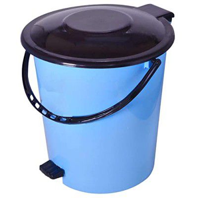 Kuber Industries Pedal Dustbin With Handle|Plastic Small Bin For Office, Kitchen, Bathroom|Waste bin/Garbage Bin/Trash Bin "5Ltr" (Blue & Black)