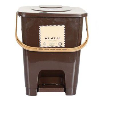 Kuber Industries Pedal Dustbin with Lid | 10 LTR | Dark Brown