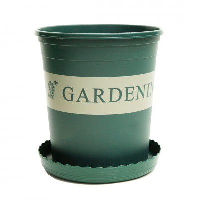 Kuber Industries Plant Pot||Water Drainage Holes|Plastic Flower Pot for Patio, Garden|Green