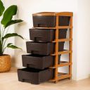 Kuber Industries Plastic 5 Tier Multipurpose Modular Drawer Storage Rack | Kitchen & Home Essentials Organizer Storage Box Cabinet | Almira Set for Stationary, Kitchen, Cosmetic | Chocolate Brown...