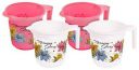 Kuber Industries Plastic Bathroom Mug - 4 Pieces, Pink & White, 500 ML...