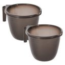 Kuber Industries Plastic Bathroom Mug|Strong Plastic Material & Great Capicity|Size 14 x 14 x 12 CM,Pack of 2,Capicity 1 LTR (Black)-46KM0213,Standard...