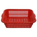 Kuber Industries Plastic Kitchen Small Size Vegetables and Fruits Washing Basket Dish Rack Multipurpose Organizers (Red)-KUBERMART578...