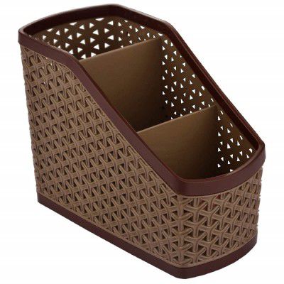 Kuber Industries Plastic Multi-Purpose Compact Desk Storage Organizer, Make-Up Organizer Container|Size 15 x 13 x 7 CM (Multicolour)