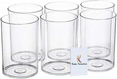 Kuber Industries Plastic Water Glass Set, 200 ml, Set of 6, White