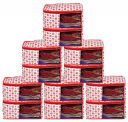 Kuber Industries Polka Dots Blouse Cover Bags With Zip|Wardrobe Organizer For Clothes|Washable Small Clothes Storage Bag|Durable Zipper & Transparent Window|Pack of 12 (Red)...