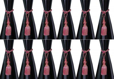 Kuber Industries Polyester 12 Pieces Curtain Tie Back Tassel Set (Pink) -CTKTC12845 (CTKTC012845)