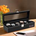 Kuber Industries Premium Faux Leather See Through 6 Slots Wrist Watch Organiser Box for Men & Women...